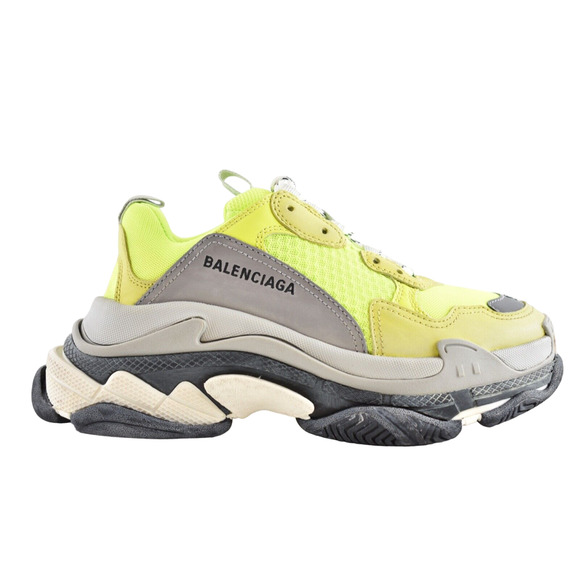 Balenciaga Triple S Mens Jaune Neon Yellow Grey Speed Flat Trainer Sneaker 39 6 - Picture 1 of 10
